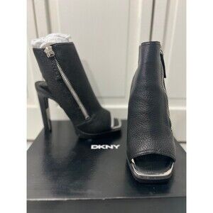 NIB DKNY Malia Pebbled Leather Zip Up Platform Stiletto Bootie Sz 7.5